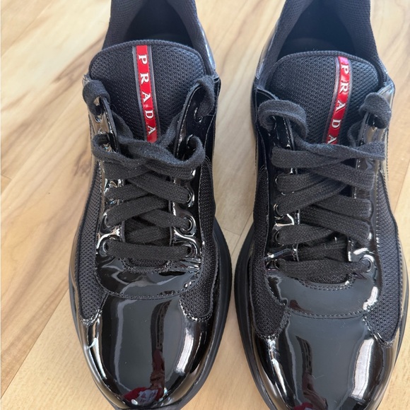 Prada America’s Cup Patent Leather Sneakers Black Men’s Size 10.5
